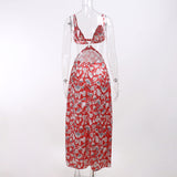 Mojoyce Graduation Gift Back to School Season Summer Vacation Dress Spring Outfit Party Dress Ange Backless Maxi Dress