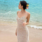 Mojoyce Graduation Gift Back to School Season Summer Vacation Dress Spring Outfit Party Dress Dinah Mini Floral Print Maxi Dress
