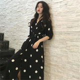 MOJOYCE-2023 New Autumn Fashion Black Women Dresses Three-quarter Sleeve V-neck Vintage Elegant Chic Office Lady Fairy Dress Korean