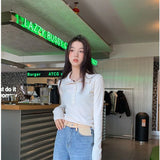 Mojoyce Chic Button Up Knitted Pullovers Women Y2k Fashion Long Sleeve Slmi Fit Sweater Female Fall Winter All Match Basic Jumpers Tops