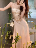 MOJOYCE-Casual Elegant Dress for Woman Sleeveless Slim Sweet Solid Slash Neck Spaghetti Strap New Summer Dress Korean Female Clothes