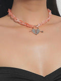 Mojoyce-Stylish Contrast Color Heart Necklaces Accessories