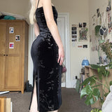 MOJOYCE-Women Summer Sexy y2k Fairy Dress Casual Loose Dress Dark Vintage Leaves Velvet Dress