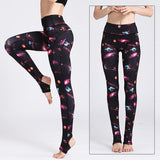 Mojoyce Cloud Hide Yoga Pants Women Flower High Waist Sports Leggings Long Tights Push Up Trainer Running Trousers Workout Tummy Control