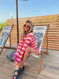 Mojoyce Jacuqeline Knitted Mini Y2K 2022 Stripe Bodycon Dress Women Beach Holiday Party Summer Casual Long Sleeve Backless Sexy Dresses