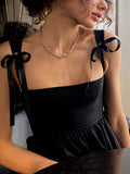 Mojoyce  Cute Lady Spaghetti Strap Mini Dress Square Collar Sleeveless 2023 Summer Party Outfits Elegant A Line Dresses Women
