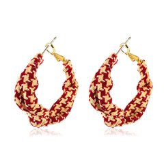 Mojoyce- Vintage French Fabric Houndstooth Earrings