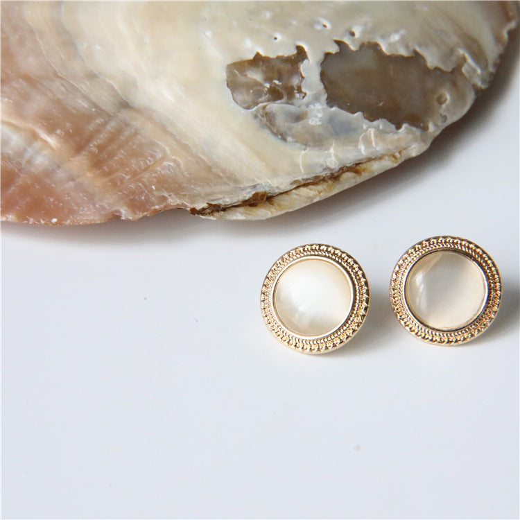 Mojoyce- Pearl Cat Eye Stud Earrings