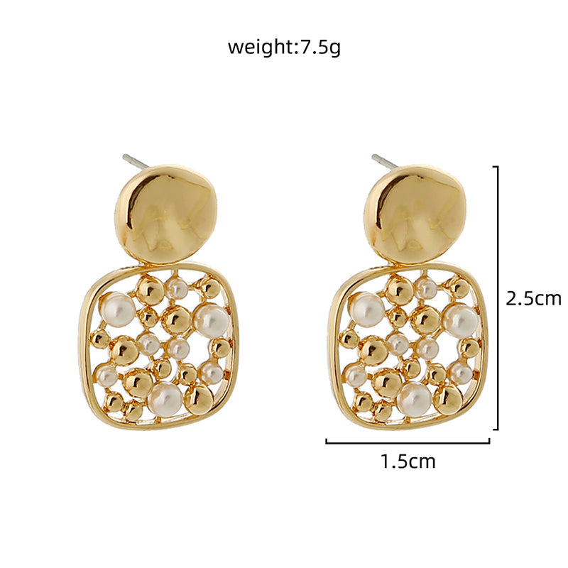 Mojoyce- Square Cut-out Pearl Earring Accessories