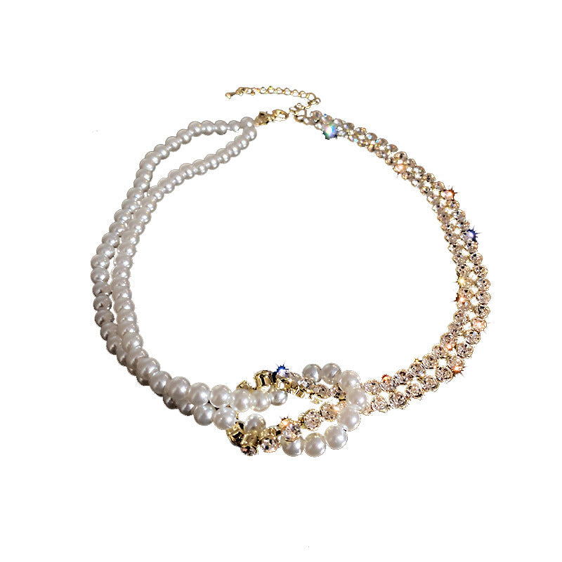 Mojoyce- Pearl Crystal Choker Necklaces