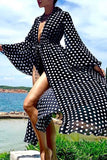 MOJOYCE-spring summer beach outfit Sexy Vacation Polka Dot Patchwork Swimwears Cover Up