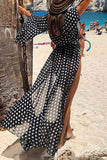 MOJOYCE-spring summer beach outfit Sexy Vacation Polka Dot Patchwork Swimwears Cover Up