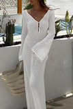 MOJOYCE-spring summer beach outfit Sexy Solid Hollowed Out Swimwears Cover Up