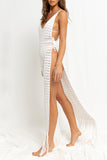 MOJOYCE-spring summer beach outfit Sexy Vacation Solid Tassel Hollowed Out Slit Swimwears Cover Up