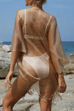 MOJOYCE-spring summer beach outfit Sexy Vacation Solid Tassel Slit Sequined Swimwears Cover Up