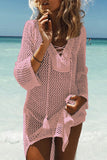 MOJOYCE-spring summer beach outfit Sexy Solid Tassel Hollowed Out Swimwears Cover Up