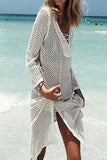 MOJOYCE-spring summer beach outfit Sexy Solid Tassel Hollowed Out Swimwears Cover Up