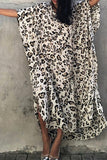 MOJOYCE-spring summer beach outfit Vintage Vacation Print Leopard Slit Swimwears Cover Up