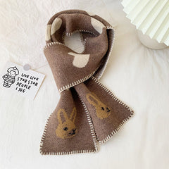 Mojoyce- Rabbit Short Warm Wool Knitted Scarf