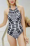 MOJOYCE-spring summer beach outfit  Wave Print Bikini Swimsuit