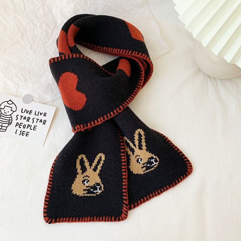 Mojoyce- Rabbit Short Warm Wool Knitted Scarf