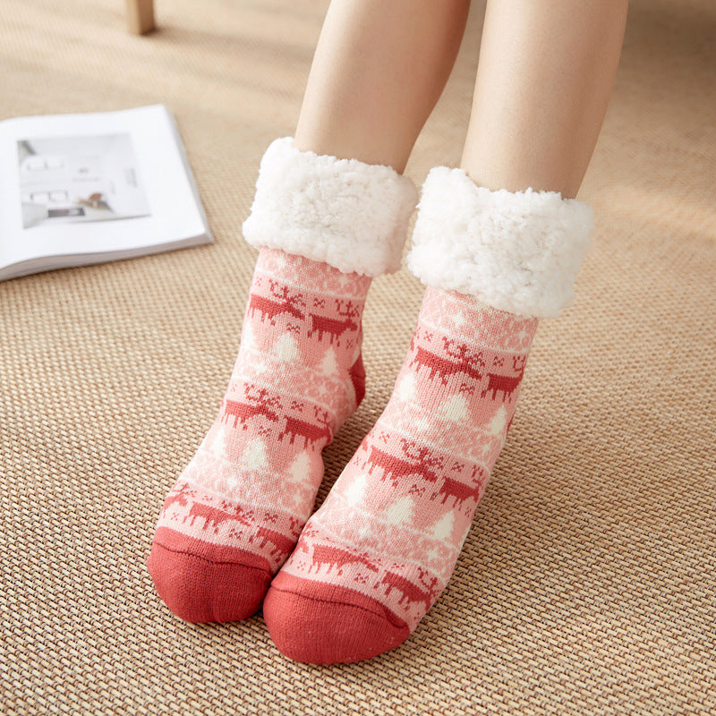 Mojoyce- Christmas Socks Female Mid-tube Floor Socks