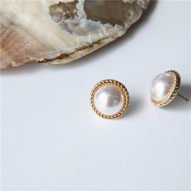 Mojoyce- Pearl Cat Eye Stud Earrings