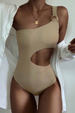 MOJOYCE-spring summer beach outfit  One-Shoulder Sexy Leaky Waist One-Piece Swimsuit