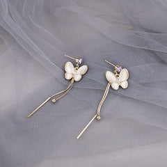 Mojoyce- Opal Butterfly Fringe Earrings