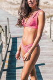 MOJOYCE-spring summer beach outfit  Striped Hollow-out Sexy Bikini Set
