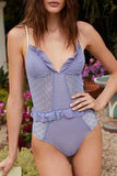 MOJOYCE-spring summer beach outfit  Solid Mesh Lace One-piece Swimsuit(3 Colors)