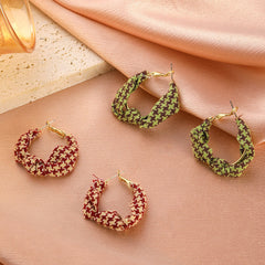 Mojoyce- Vintage French Fabric Houndstooth Earrings