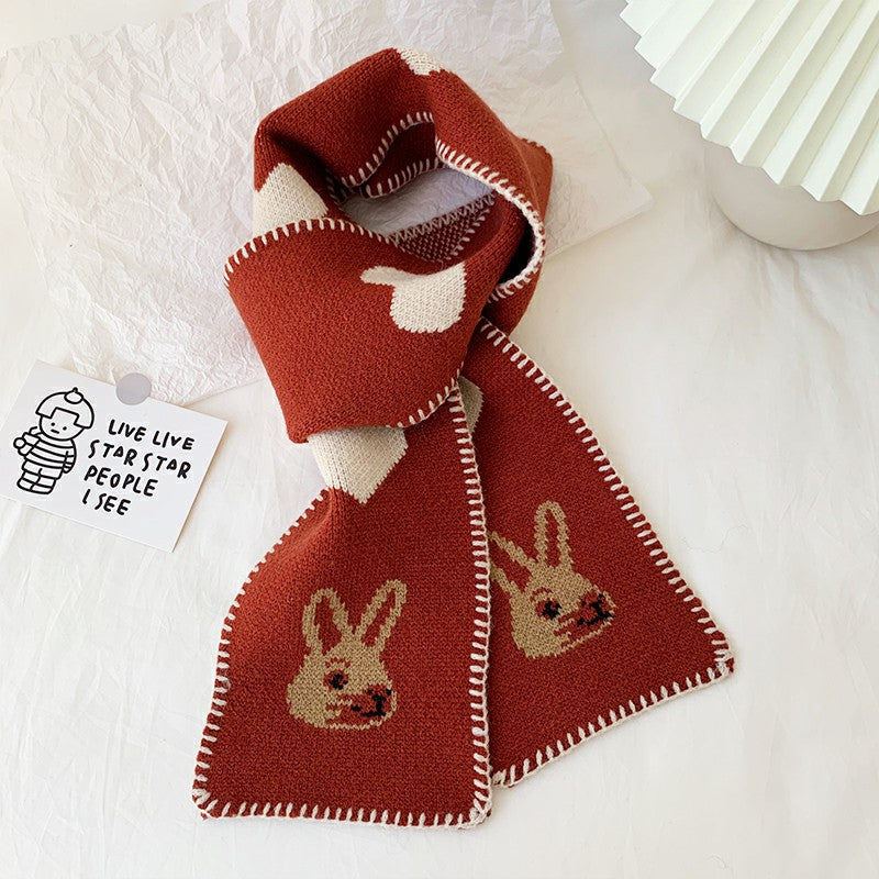 Mojoyce- Rabbit Short Warm Wool Knitted Scarf