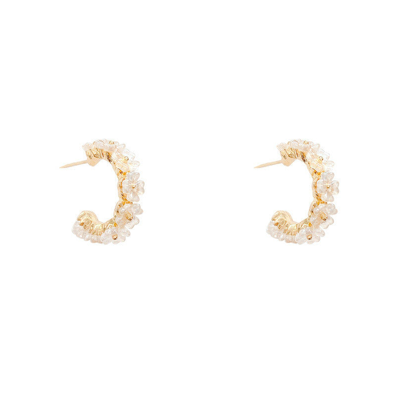 Mojoyce- Flower White Earrings