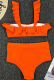 MOJOYCE-spring summer beach outfit  High Waist Ruffled Bikini Set(3 Colors)