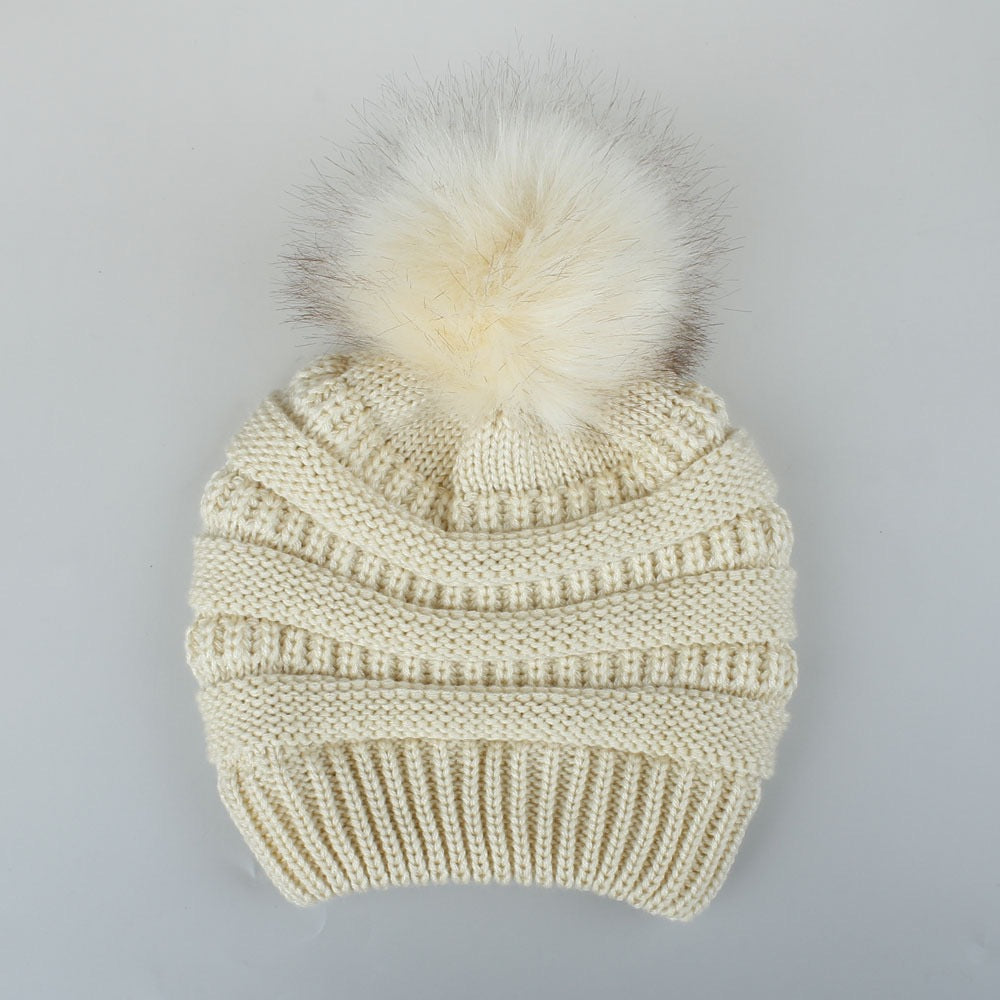 Mojoyce- Wool Ball Wool Hat Ladies