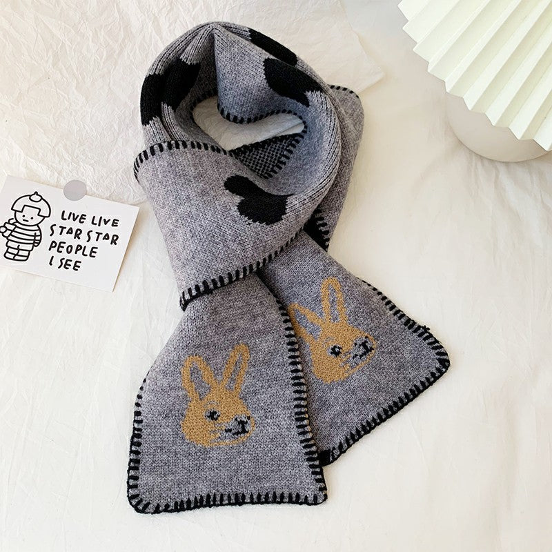 Mojoyce- Rabbit Short Warm Wool Knitted Scarf