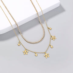 Mojoyce- Stars White Diamonds Multiple Necklaces