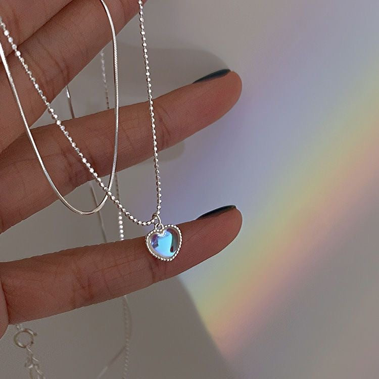 Mojoyce- Gradient Gem Heart Necklace