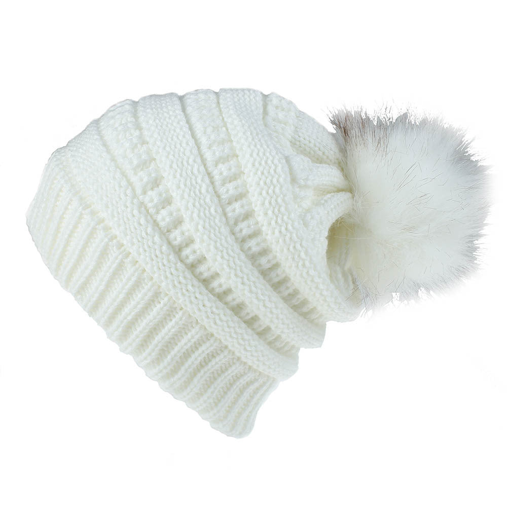 Mojoyce- Wool Ball Wool Hat Ladies