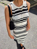 Mojoyce Graduation Gift Back to School Season Summer Vacation Dress Spring Outfit Party Dress Divisha Striped Maxi Dress