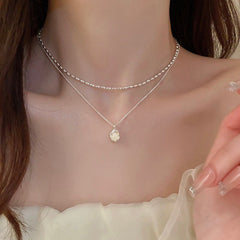 Mojoyce- Galaxy Silver Pearl Necklace