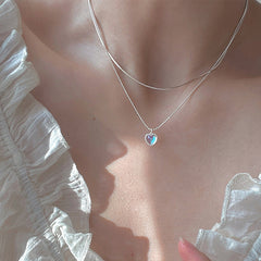 Mojoyce- Gradient Gem Heart Necklace