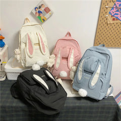 Mojoyce-Cute Rabbit Young Girl School Backpack Female Large Capacity Kawaii Back Pack Mochila Pink Women Bagpack Nylon Cartoon Schoolbag