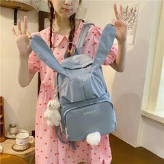 Mojoyce-Cute Rabbit Young Girl School Backpack Female Large Capacity Kawaii Back Pack Mochila Pink Women Bagpack Nylon Cartoon Schoolbag