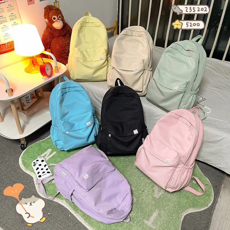 Mojoyce-New Waterproof Nylon Women Backpack Female Travel Bag Backpacks Schoolbag for Teenage Girls Solid Color Bookbag Mochila Bookbag