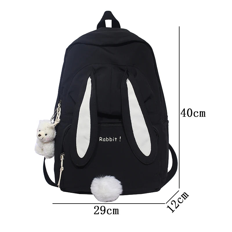 Mojoyce-Cute Rabbit Young Girl School Backpack Female Large Capacity Kawaii Back Pack Mochila Pink Women Bagpack Nylon Cartoon Schoolbag