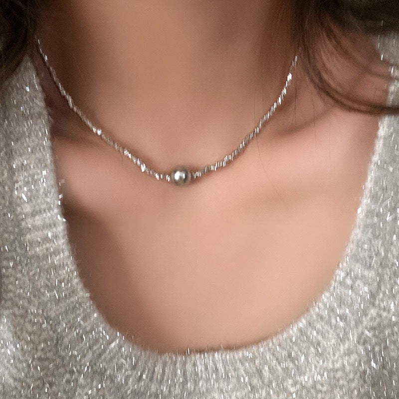 Mojoyce- Galaxy Silver Pearl Necklace