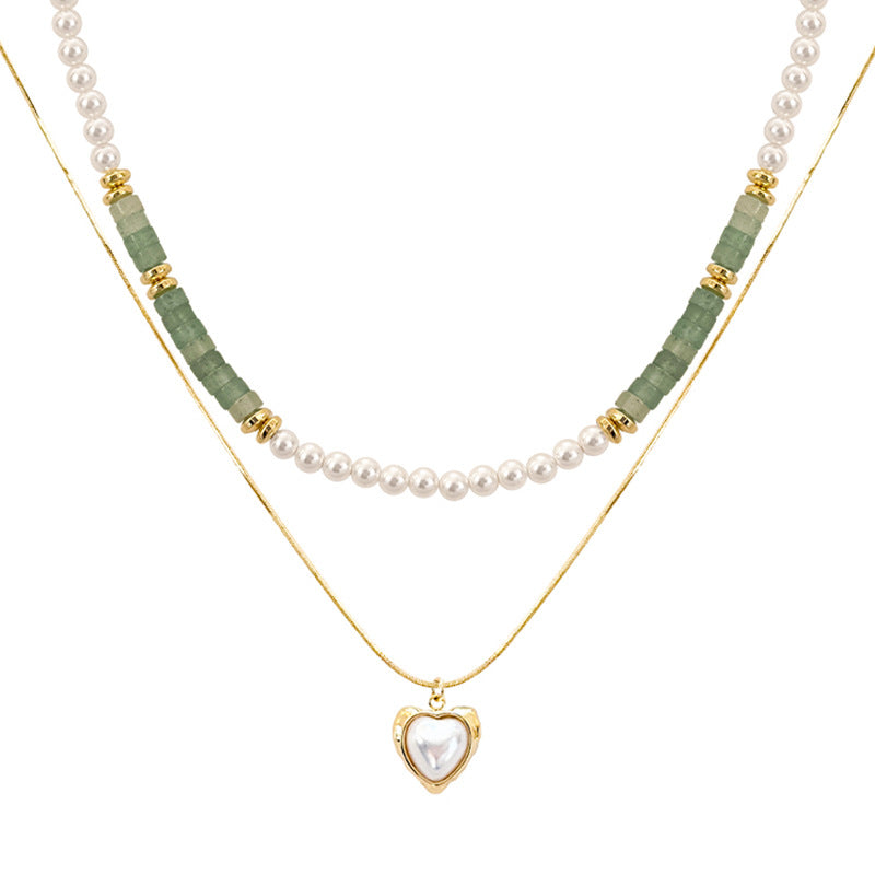 Mojoyce- Pearled Heart Necklace