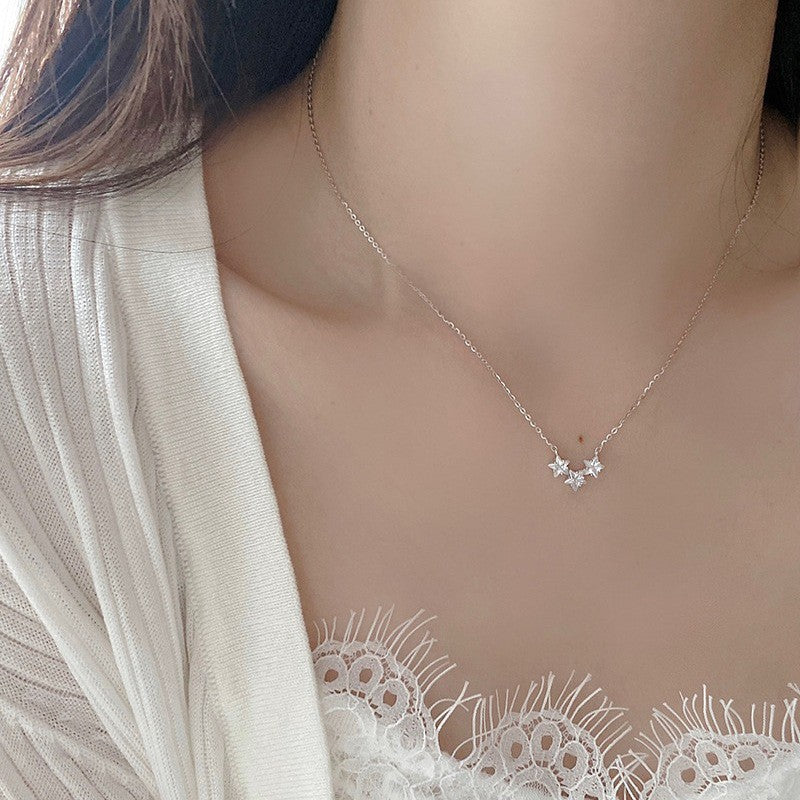 Mojoyce- Double-layer Pearl Camellia Necklace